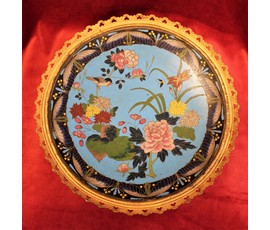 Тарелка-фруктовница, XVIII век.Бронза,эмаль.