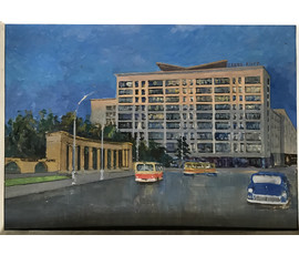 Булычев Ю.А. “Минск”, 1960 г. Картон, масло. Размер 60х85 см.№755