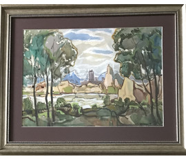 Кубарев В.Г. “Тайная бухта". Бумага, гуашь, акварель. Размер 55х68 см. с рамой и паспарту. №881