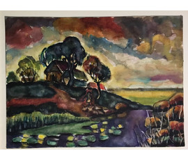 Звонков И.Г. Пейзаж. Акварель. Размер 49,5х36,5 см. №974