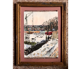 "Минск-стройка". Михеева В.Н. Акварель,1978 год; 32х24см №1508