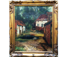Картина "Дворик". Simonis Kazys (1887-1978). Начало 20 века. №390