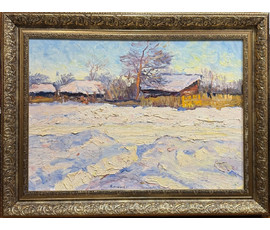 Фото: Максимцев К.И "Пейзаж", 1953г. Картон, масло. Размер 50х70 см. № 3885 - Артикул №3885