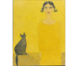 Лисовский А.С "Котик и солнечная девочка",2026 г. Холст, акрил. Размер 50х40 см. № 4029