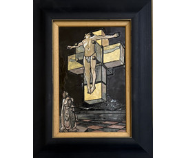 Герасимов А.В. Перегородчатая эмаль по мотивам работы С.Дали "Corpus hypercubus", 2008г г. Размер с рамой 27х20 см. № 3636
