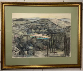 Щемелёв Л.Д. Пейзаж, смешанная техника. Размер 64х52,5 см. № 2753