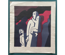 Андреенков В.Е. "Мать",1988г. из антивоенной серии. Линогравюра. Размер 50х57 см. № 2654