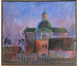 Лапчинский Л.В "Пейзаж", холст, масло. Размер с рамой 55,5х47,5 см. № 3990