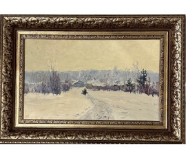 Кроль А.И "Зимка", 1963г. Картон, масло. Размер 50х30 см. № 3887