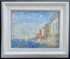 Хмелевский В.В "Свежий ветер над Невой", 1993г. Холст, масло. Размер 24х31 см., с рамой 34х40 см. № 2765
