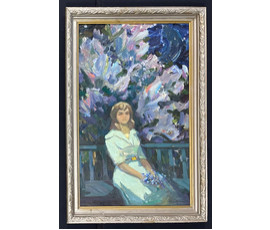 Назаренко Н.П "Мария. Ожидание", 1967г. Картон, масло. Размер 79х48 см. № 2899