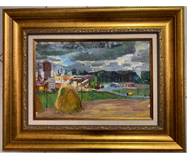 Ландарский Р.Е. Пейзаж,1960-70 ее гг.Картон, масло.Размер 54х42 см. с рамой.№1601
