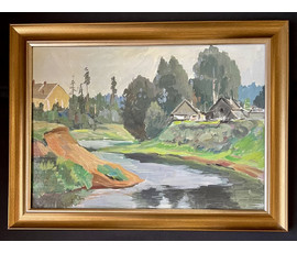 Стасевич И.Н "Родные места", 1978г. Картон, масло. Размер 36х52 см. № 3553