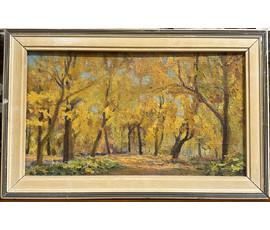 Бржозовский Г.Ф "Осенний парк"", 1978 г. Холст, масло, на картоне. Вариант каталожной работы. Размер 49,5х32 см. № 3464