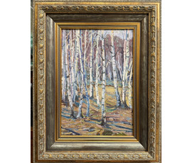Жолток В.К "Родные берёзки", 1970г. Холст, масло. Размер 40,5х28 см. № 3558