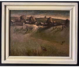 Скрипниченко Г.С "Час палявання", 1977г. ДВП, масло. Размер с рамой 51х41 см. № 3939