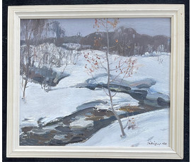Вайшля Л.И.- Народный художник. "Ручей",1986г. Всесоюзная художественная лотерея. Картон, масло. Размер 49х42,5 см. по раме. № 2675