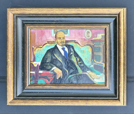 Щемелёв Л.Д "В.И Ленин", 1975г. Картон, масло. Размер 26х34,5 см. № 3220