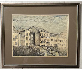 Богословский "Минск.Троицкое предместье", 1974г. Графика. Размер 39,5х29,5 см. С паспарту 56х46 см. № 2988