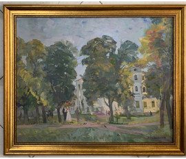 Хмелевский В.В Пейзаж, 1990г. ДВП, масло. Размер 49х61 см. № 2485