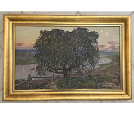 Аракчеев Б.В "Летний вечер", 1963г. Холст, масло. Размер 48х80 см. Вариант каталожной работы "Вечер на Свислочи" № 3261