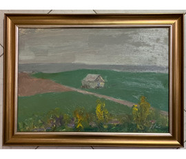 Рей И.П. Пейзаж. 1979г. Картон, масло. Размер 35х50 см. № 2671