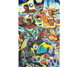 Кищенко А.М "Новое время", 1995г. Холст, масло. Размер 205х135 см. № 4009
