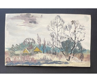 Юзвук В.С. Пейзаж. Бумага, масло. Размер 16х26 см. № 2724 (артикул №2724) - фото №2