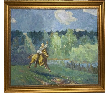 Козловский А.С "Пейзаж", 1968г. Холст, масло. Размер с рамой 92,5х82,5 см. № 3813 (артикул №3813) - фото №1
