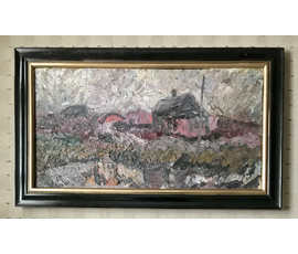 Аракчеев Б.В "Осень в деревне", холст, масло. Размер 48,5х90 см. №814