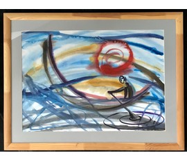 Ляпин А.В. "На волнах", 2017г. Акварель. Размер 60х80 см. №1650