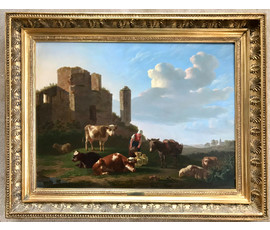 Gregoor Gillis Smak (1770-1843) "Пасторальный пейзаж". Конец 18 века. Панель красного дерева, масло, размер 60х82см №163