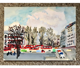 Михеева В.Н. Акварель. "Гостиница Минск", 1970-е гг. 32х24 см №1495