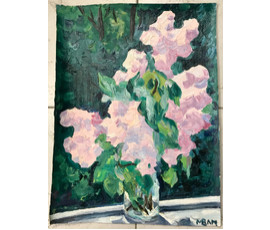 Михеева В.Н. "Сирень", 1970г. Холст, масло. Размер 50х37 см.№1514