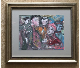 Фото: Акулов В.И. "Собрание", 2007 г. Смешанная техника письма. Размер 48х56 см с рамой и паспарту. - Артикул №656