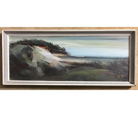 Фото: Григорьев В. "Берег Клайпеда",1989г. ДВП, масло.Размер 32х81 см. - Артикул №45