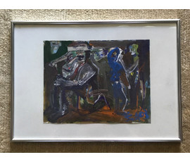Акулов В.И. “Тайная встреча”, 2003 г. Смешанная техника письма. Размер с рамой и паспарту 31х43 см. №804