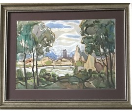 Кубарев В.Г. “Тайная бухта". Бумага, гуашь, акварель. Размер 55х68 см. с рамой и паспарту. №881