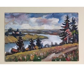 Звонков И.Г. Пейзаж. Акварель. Размер 36,5х24 см. №963