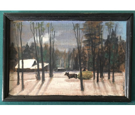 Пейзаж .1960 г. Картон, масло. Размер 21.5х31,5 см. №1007