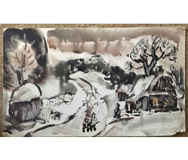Звонков И.Г. Пейзаж. Акварель. Размер 36х21,5 см. №1103