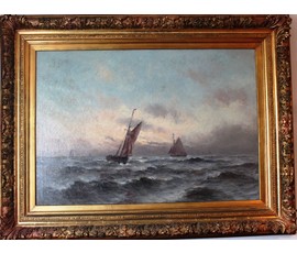 Картина “Парусники в штормящем море” Steppe Romain (1859-1927 г.). Швеция. №102 Бронь