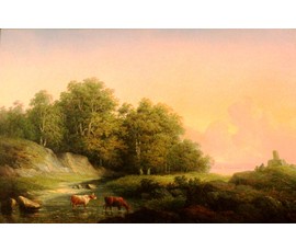 Картина "Пейзаж с коровами" №104