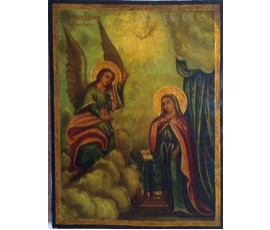 Икона "Благовещение". Греция. 2-я пол. 19 века. Подписная. N29