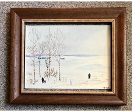 Фото: Михеева В.Н. Акварель. "Зима в Заславле", 1989 год; 36/48 см - Артикул №1515