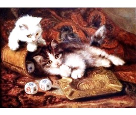 Картина "Играющие котята". Johannes Wouterus van Trirum (Роттердам 1924-?) №263