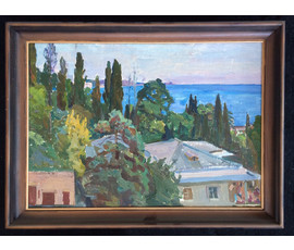 Фото: Крохалев П.С (Крохолев) "Кипарисы", холст, масло. Размер 57,5х77,5 см. с рамой. - Артикул №404