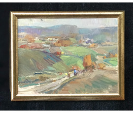 Фото: Рожков В.З. "Осенний пейзаж", 1970г. Картон, масло. Размер 46х35 см. В раме 51,5х41 см. - Артикул №1590