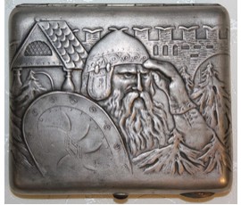 Фото: Портсигар с рельефным изображением "Богатырь в дозоре" - Артикул №1