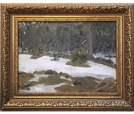 Фото: Азгур (Горелова) Г.Г. "Весна",1957 г. Картон, масло. Размер без рамы 24х33 см. - Артикул №454
